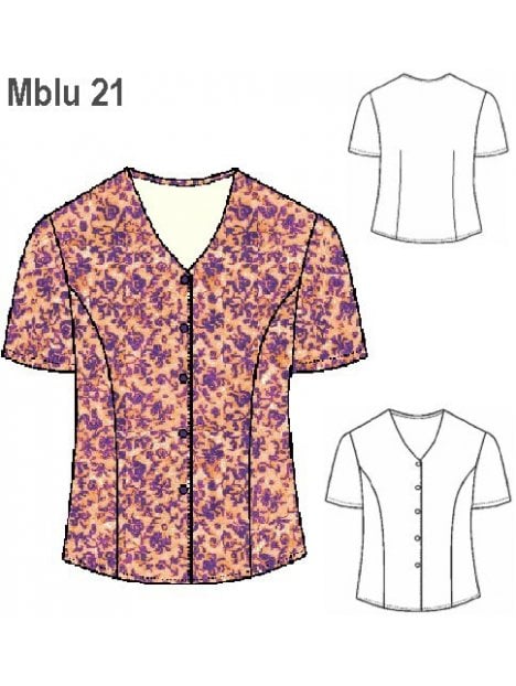 BLUSA MANGA CORTA ESCOTE "V" MUJER,