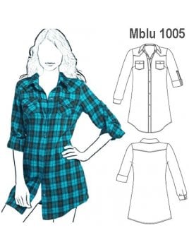 BLUSA CAMISERA LARGA MUJER, BOLSILLOS DE