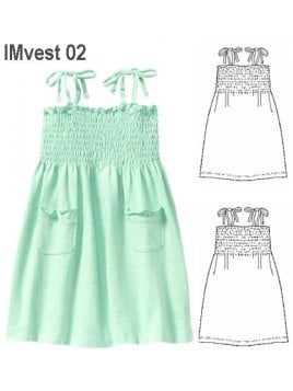 VESTIDO ELASTICADO NIÑA, DELANTERO Y ESP