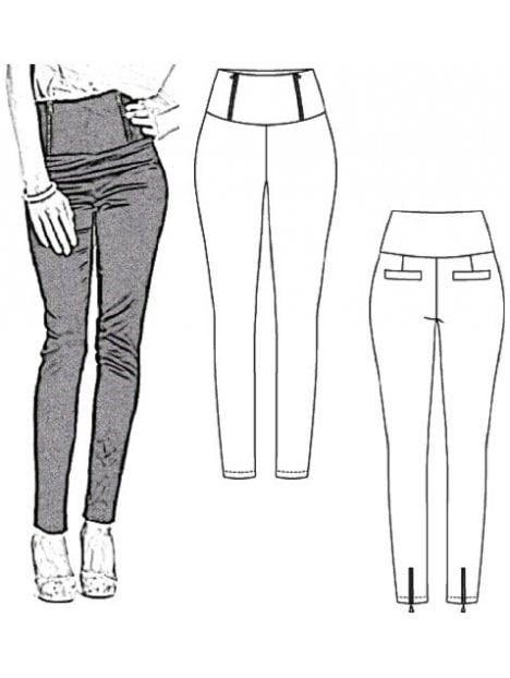 PANTALíñN CINTURA ALTA MUJER, BOLSILLOS A