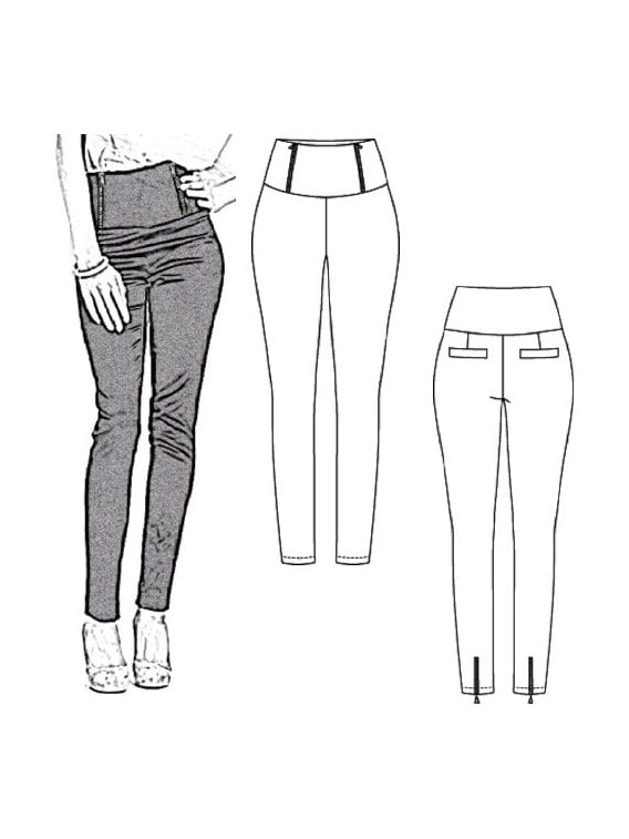 PANTALíñN CINTURA ALTA MUJER, BOLSILLOS A