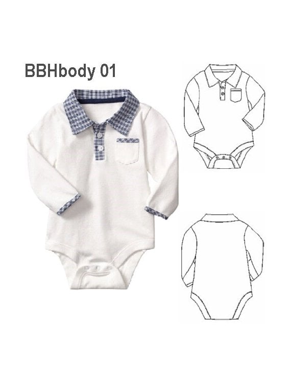 BODY CUELLO CAMISERO BEBE, MANGA LARGA.