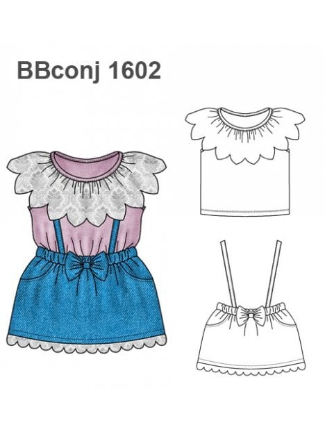 CONJUNTO POLERA REMERA FALDA POLLERA BEB