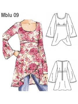 BLUSA LARGA MUJER, MANGA ACAMPANADA.