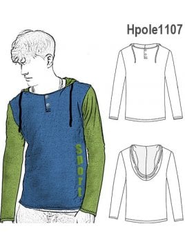 POLERA CAPUCHON HOMBRE, MODELO AJUSTADO,