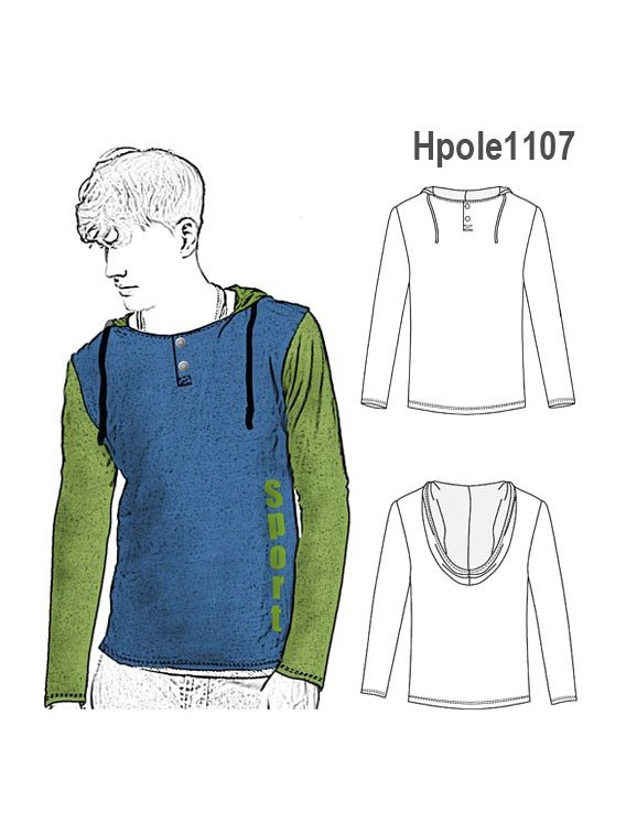 POLERA CAPUCHON HOMBRE, MODELO AJUSTADO,