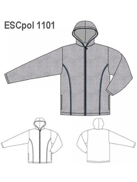 POLERON CIERRE Y CAPUCHON, VIVOS DE TELA