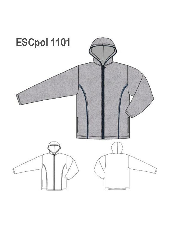 POLERON CIERRE Y CAPUCHON, VIVOS DE TELA