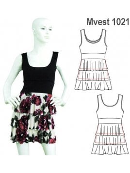 VESTIDO VUELOS MUJER, PRETINA BAJO BUSTO