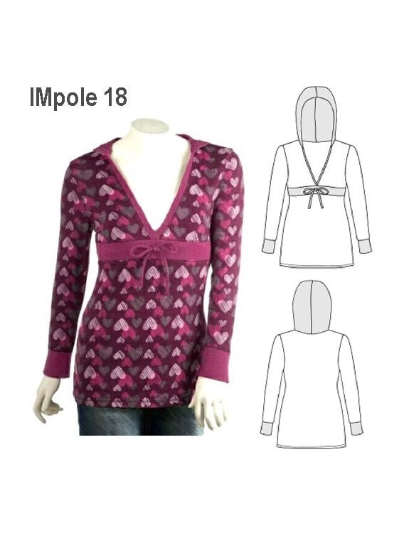 POLERA CAPUCHON NIÑA, CORTE BAJO BUSTO.