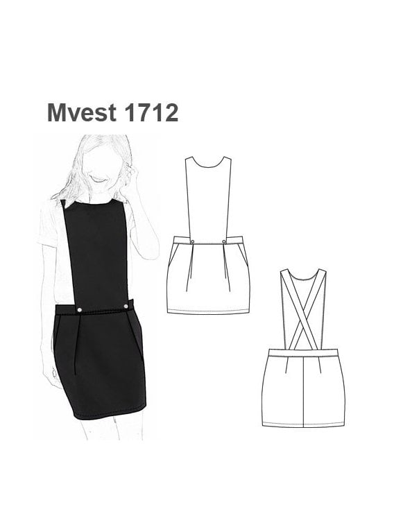 FALDA POLLERA CON PECHERA PETO MUJER