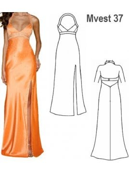 VESTIDO LARGO ESCOTADO MUJER, CORTE BAJO