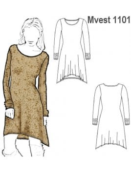 VESTIDO CON PUNTAS MUJER, CUELLO BOTE, M