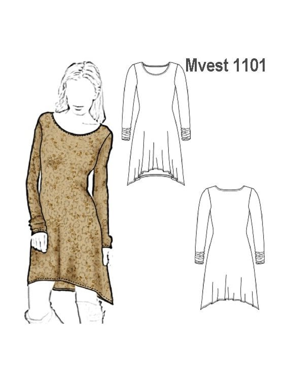 VESTIDO CON PUNTAS MUJER, CUELLO BOTE, M