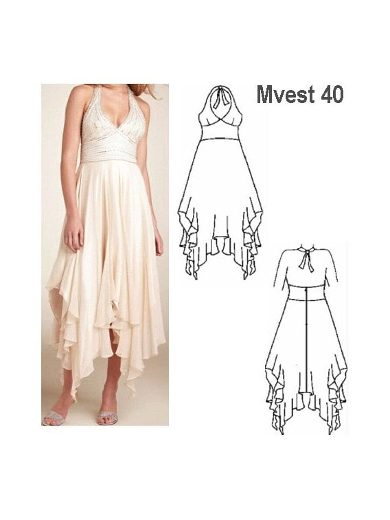 VESTIDO PUNTAS SIN ESPALDA MUJER, BUSTO