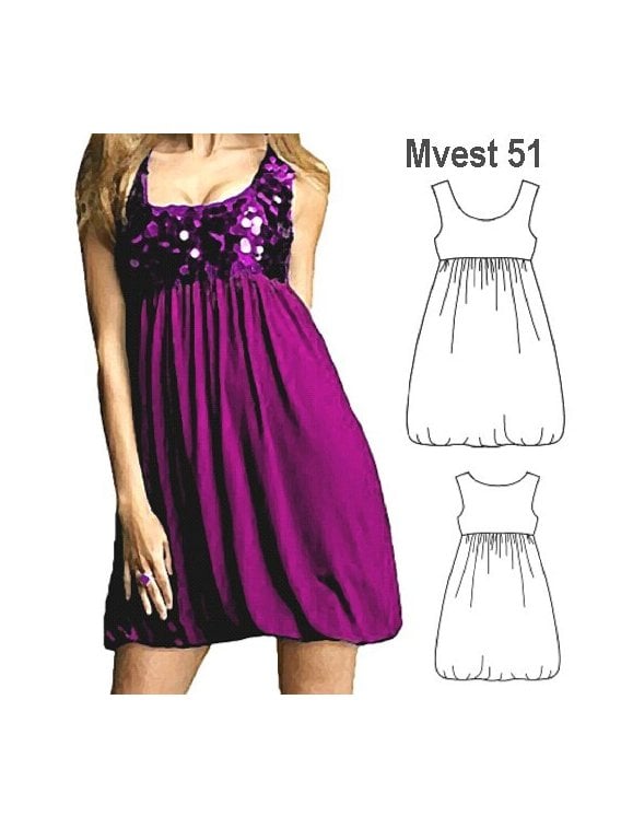 VESTIDO GLOBO MUJER, CORTE BAJO EL BUSTO