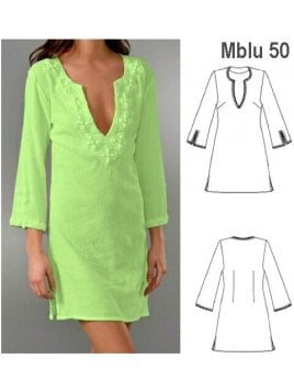 TUNIICA LARGA MUJER, ESCOTE PRONUNCIADO.