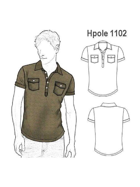 POLERA BOLSILLOS HOMBRE, MODELO AJUSTADO