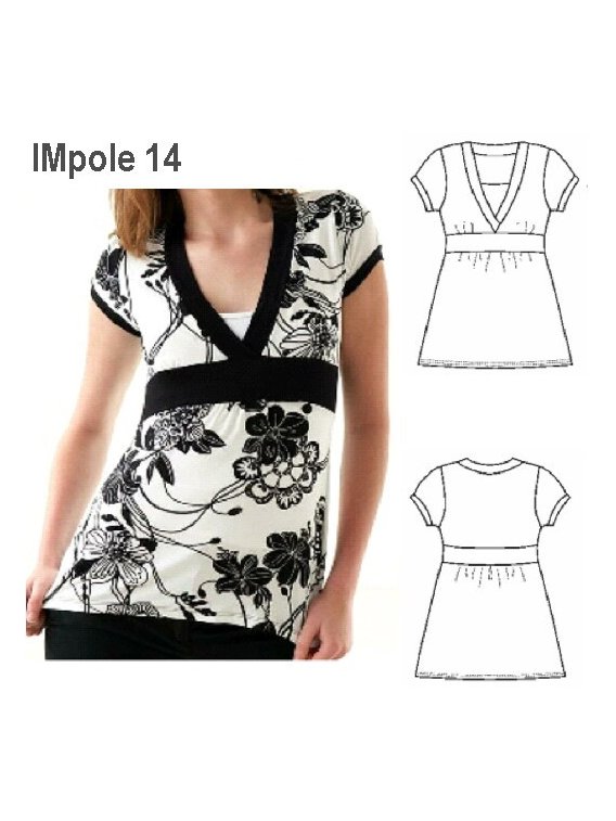 POLERA MODA NIÑA, HUINCHA BAJO BUSTO.