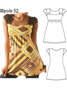 POLERA MODA MUJER, CORTE BAJO BUSTO CON