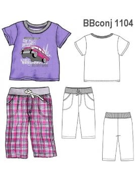 CONJUNTO BEBE, POLERA MANGA CORTA,