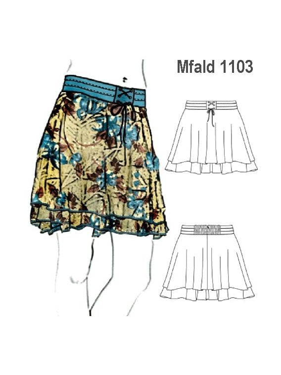 FALDA VUELOS MUJER PRETINA CON PLIEGUES