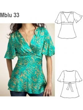 BLUSA JAPONESA MUJER, MANGA CORTA EVASE