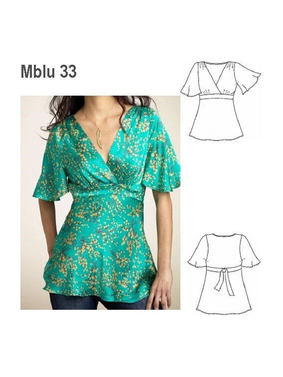BLUSA JAPONESA MUJER, MANGA CORTA EVASE