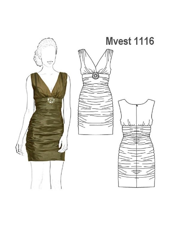 VESTIDO ESCOTADO MUJER, RECOGIDO EN COST