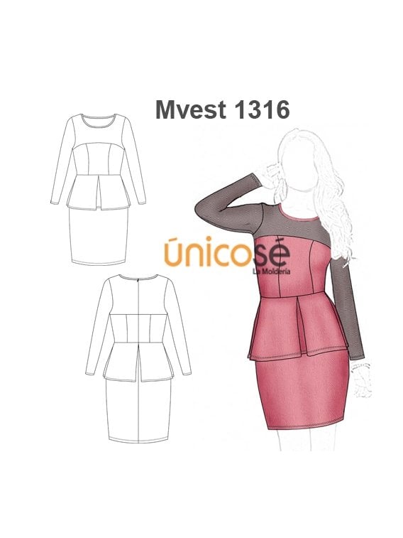 VESTIDO PEPLUM MUJER 1316