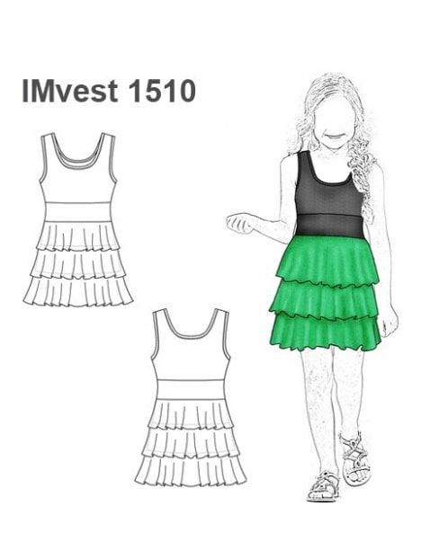 MOLDES PATRONES VESTIDO CORTO CON VOLADO