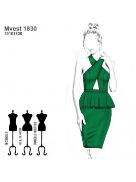 VESTIDO PEPLUM HALTER MUJER 1830
