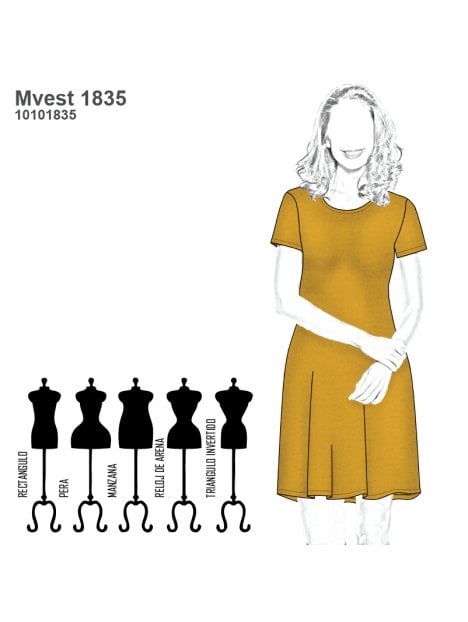 VESTIDO EVASE BASICO MUJER 1835