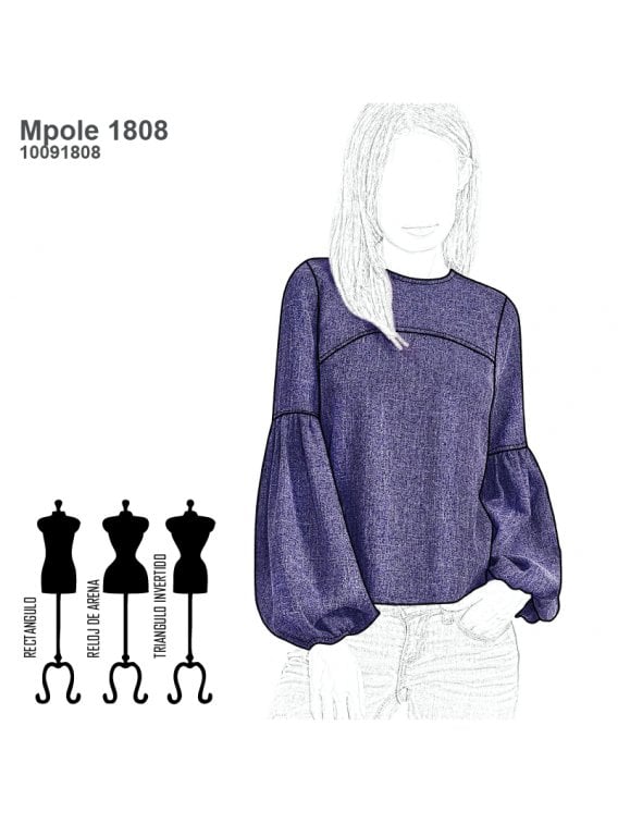 POLERA MANGA GLOBO MUJER 1808