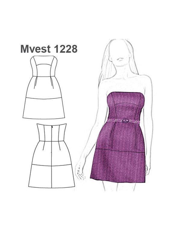 VESTIDO STRAPLES CON CORTES