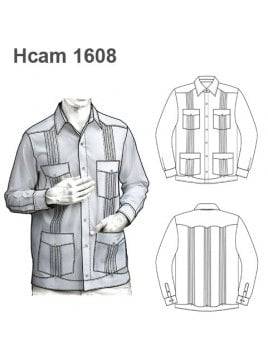 CAMISA GUAYABERA MANGA LARGA  ADULTO E I