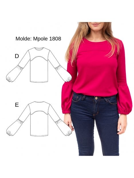 POLERA MANGA GLOBO MUJER 1808