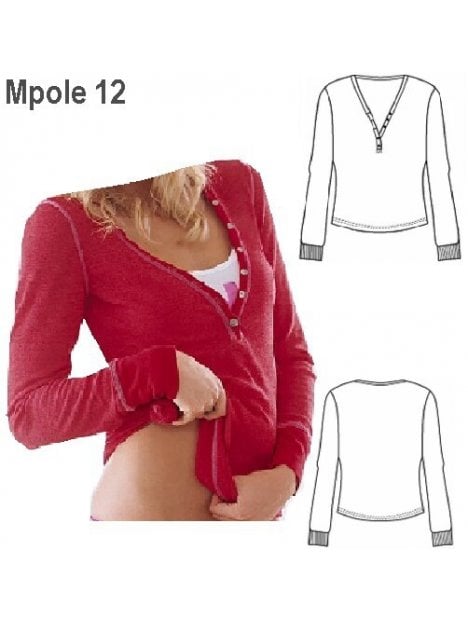 POLERA SEMI ABOTONADA MUJER, MANGA LARGA