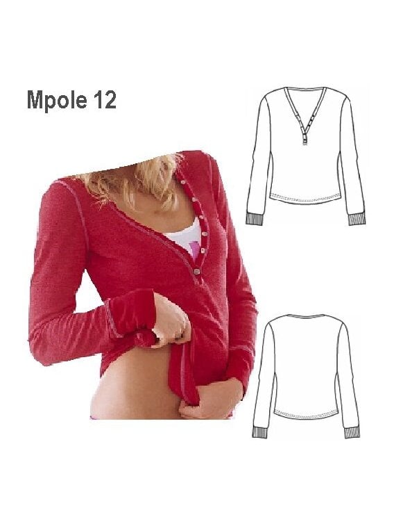 POLERA SEMI ABOTONADA MUJER, MANGA LARGA